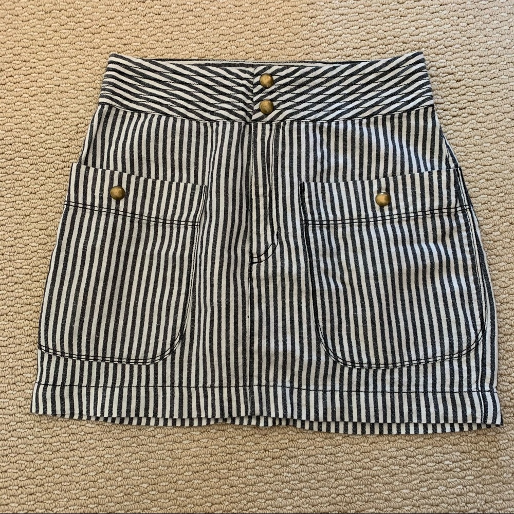 silence + noise Black and White Striped Mini Skirt
